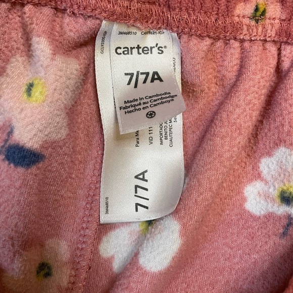 Girls Carters size 7 pink floral pajama pants - Picture 4 of 4